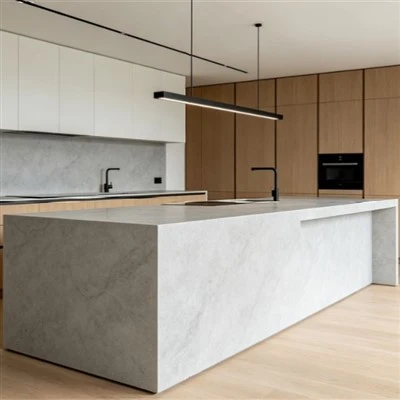 Waterfall Edge Quartz Countertop